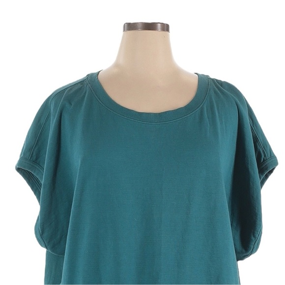 Athleta Sundown Shirred Tee NWT Size 1X Teal Organic Cotton Oversized Dolman Top - Picture 3 of 10